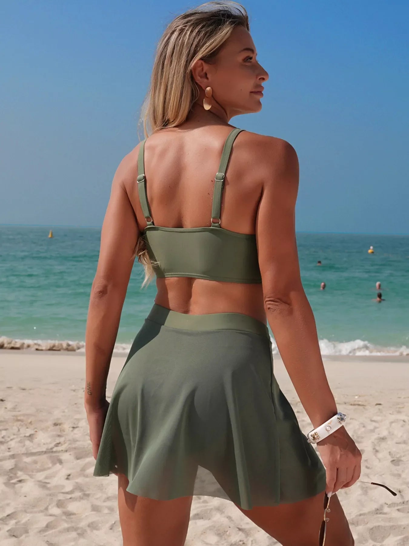 Two Piece Twist Front Cami And Skort Swim Set - Southern Shores Clothing