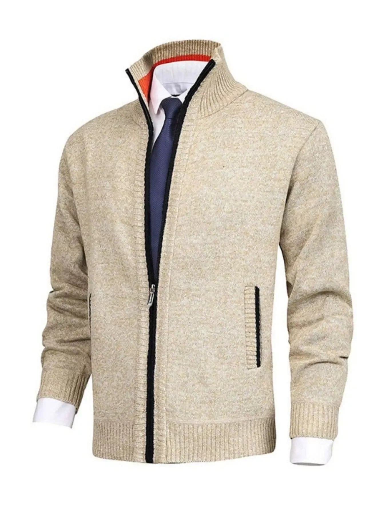 Plus Size Zip Up Ribbed Cardigan With Pockets - Southern Shores Clothing