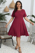 Plus Size Round Neck Openwork Dress - Southern Shores Clothing