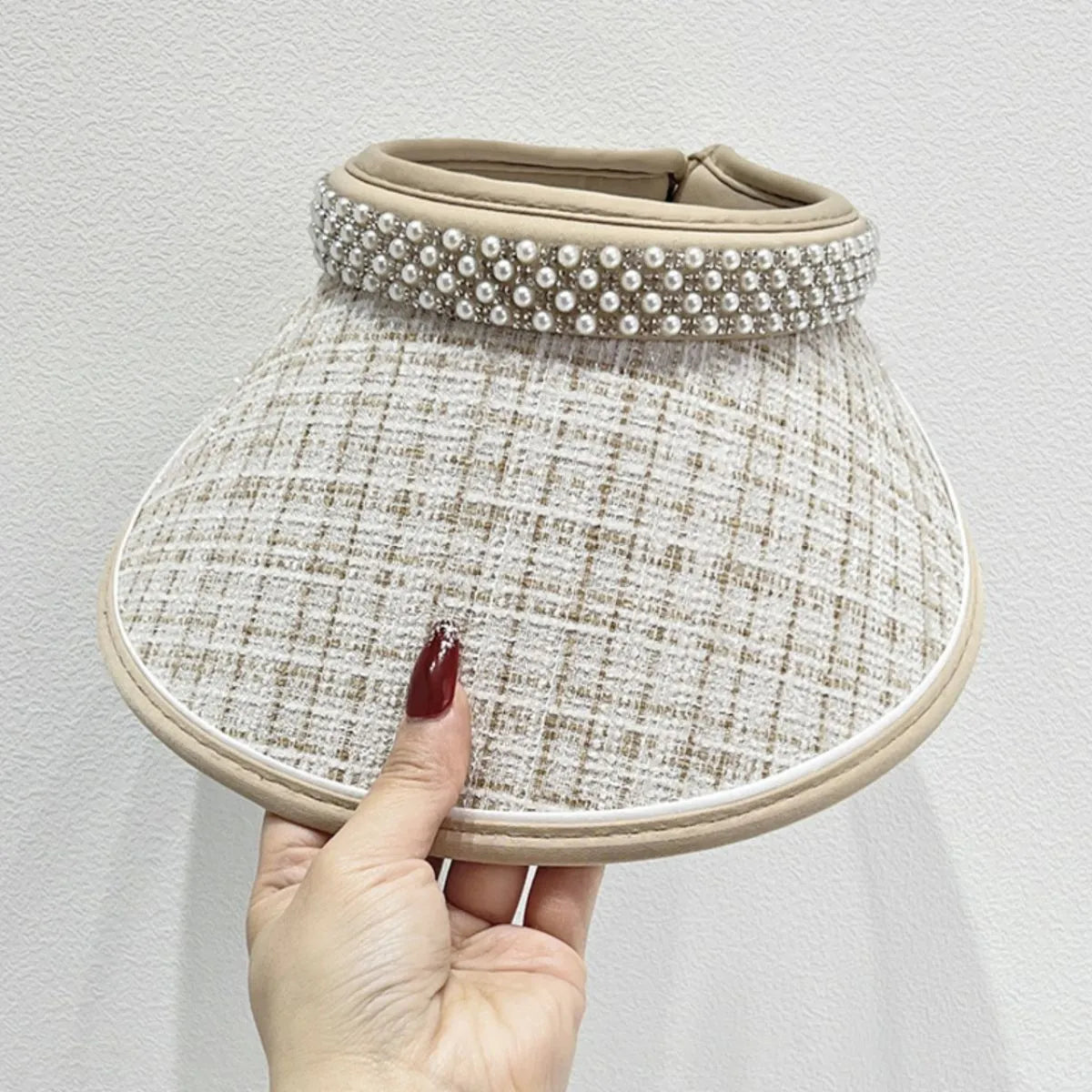 Pearl Detail Sunscreen Hat With UV Protection