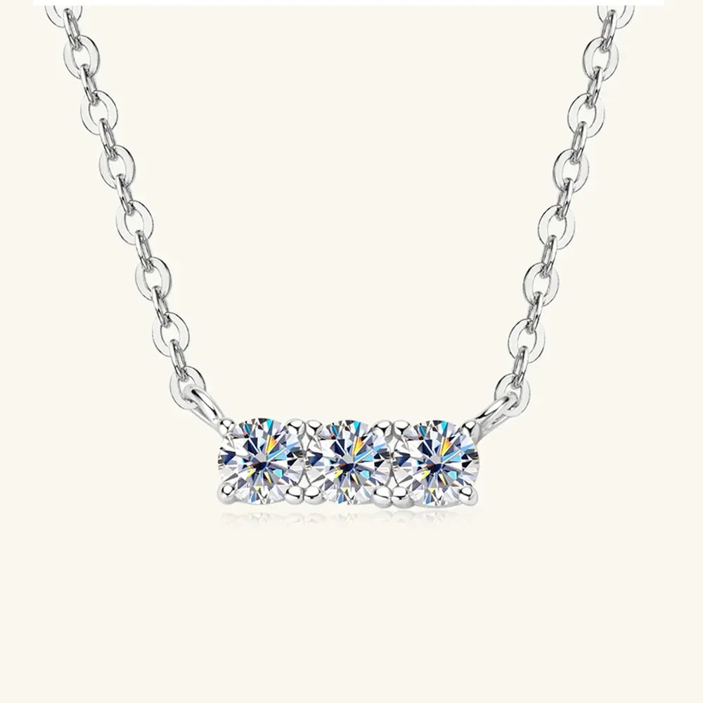 Moissanite Necklace In Sterling Silver With 18K Plating - Southern Shores Clothing
