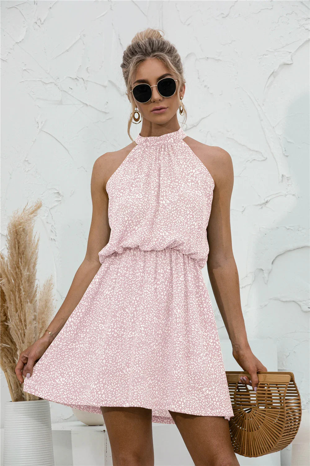 Floral Tied Sleeveless Mini Dress - Southern Shores Clothing