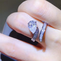 3 Carat Moissanite Zircon Sterling Silver Bypass Ring - Southern Shores Clothing