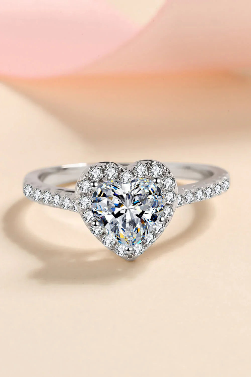 1 Carat Heart Shaped Moissanite Ring In Sterling Silver - Southern Shores Clothing