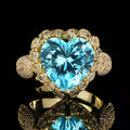 18K Gold-Plated Heart-Shaped Blue Zircon Ring - Southern Shores Clothing