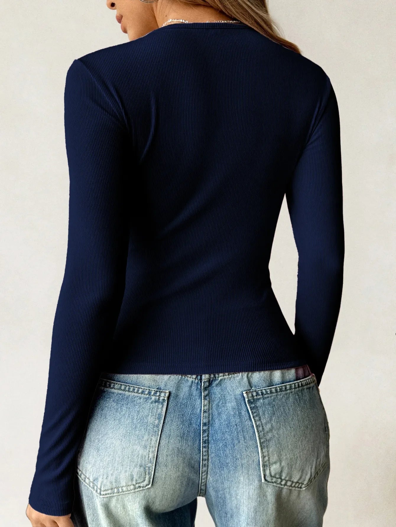 Ribbed Knit Long Sleeve T-Shirt - Southern Shores Clothing