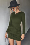 Twist Front Ruched Long Sleeve Mini Dress - Southern Shores Clothing