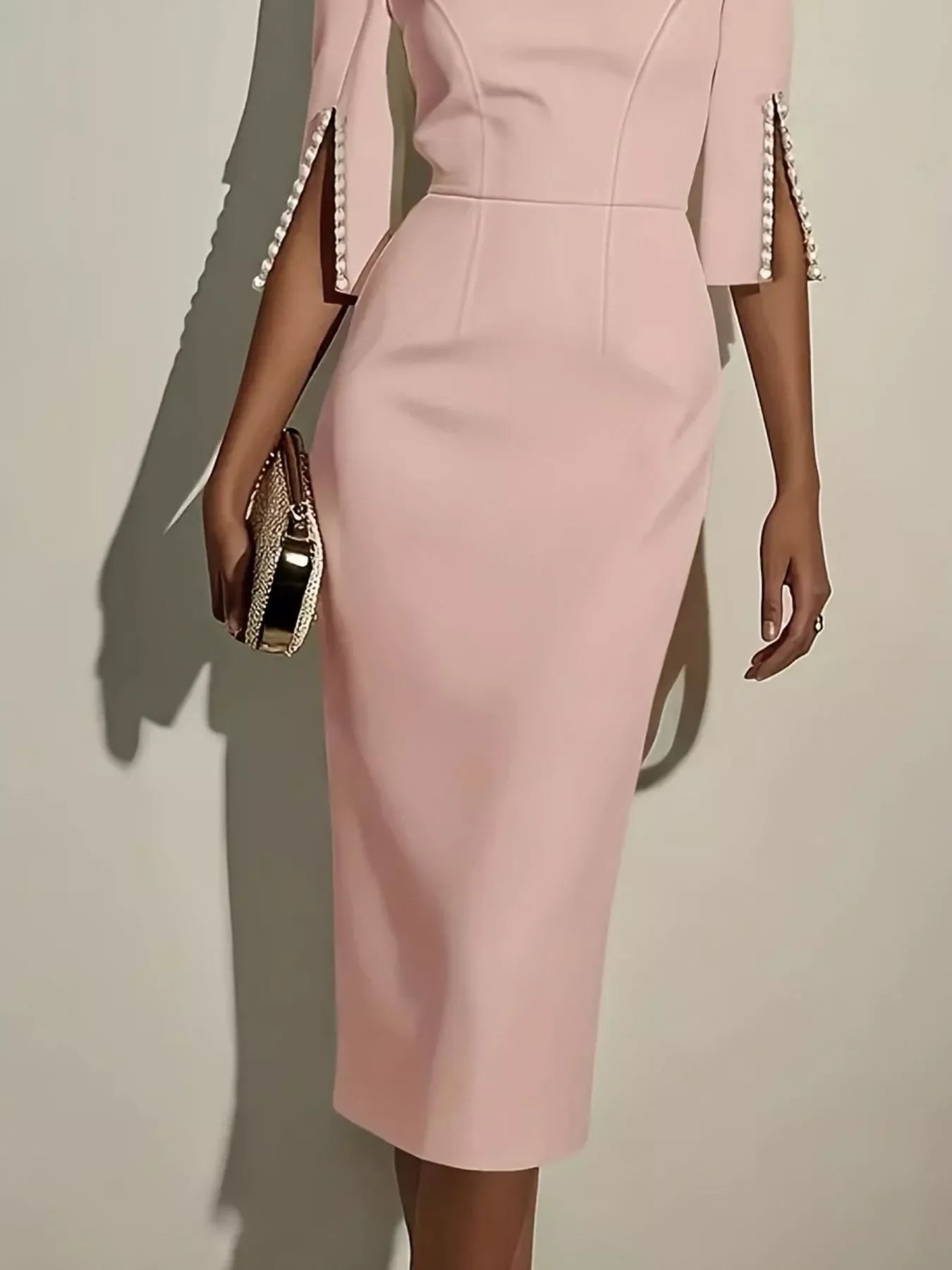 Slim-Fit Bayside Midi Dress With Beaded Slit - Southern Shores Clothing