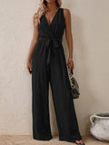 Tied Surplice Sleeveless Wide Leg Jumpsuit - Southern Shores Clothing