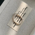 Bow Pearl Beaded Ring With Silver Bow Band