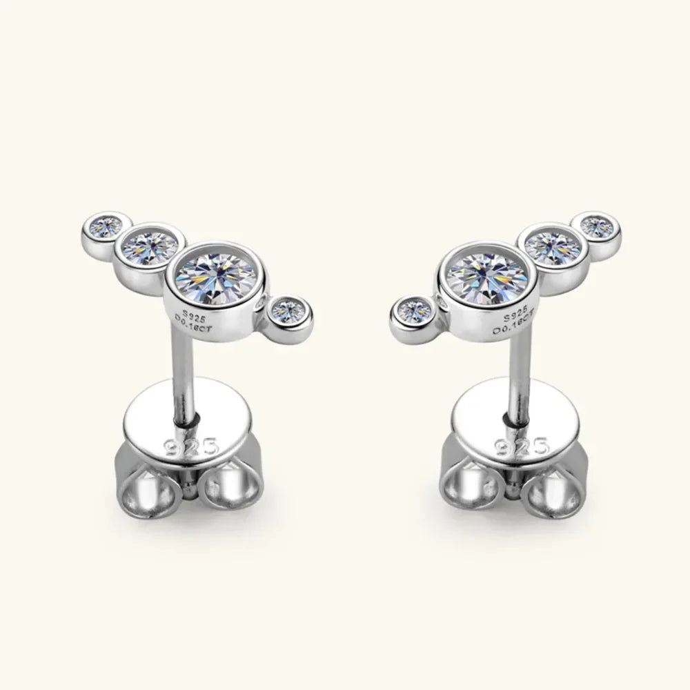 Sterling Silver Moissanite Stud Earrings - Southern Shores Clothing
