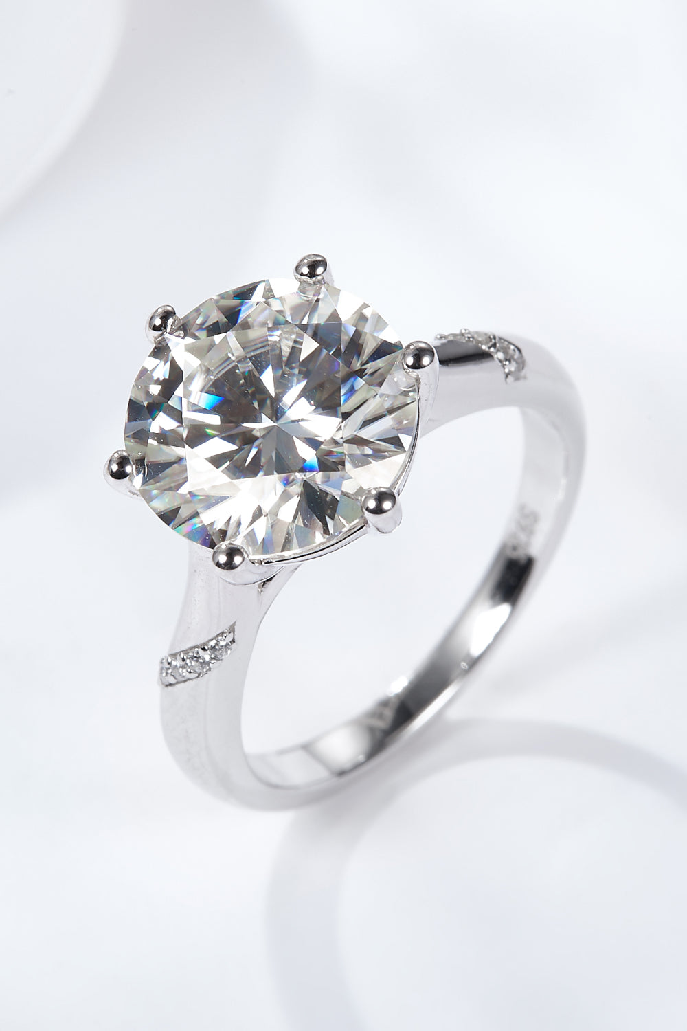 Southern Shores Platinum-Plated 5 Carat Moissanite Solitaire Ring