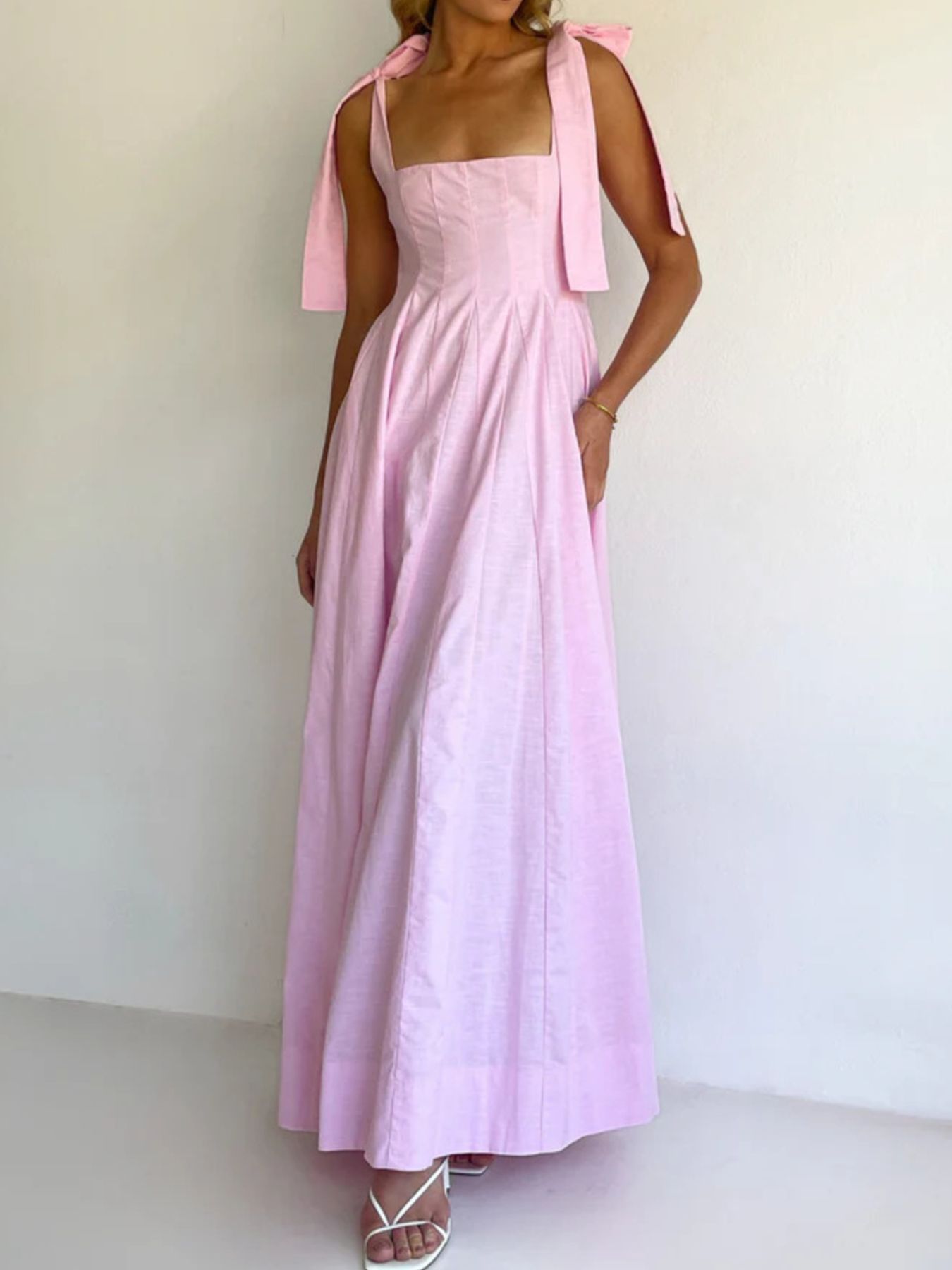 Gradient Tie Shoulder Maxi Dress With Adjustable Straps