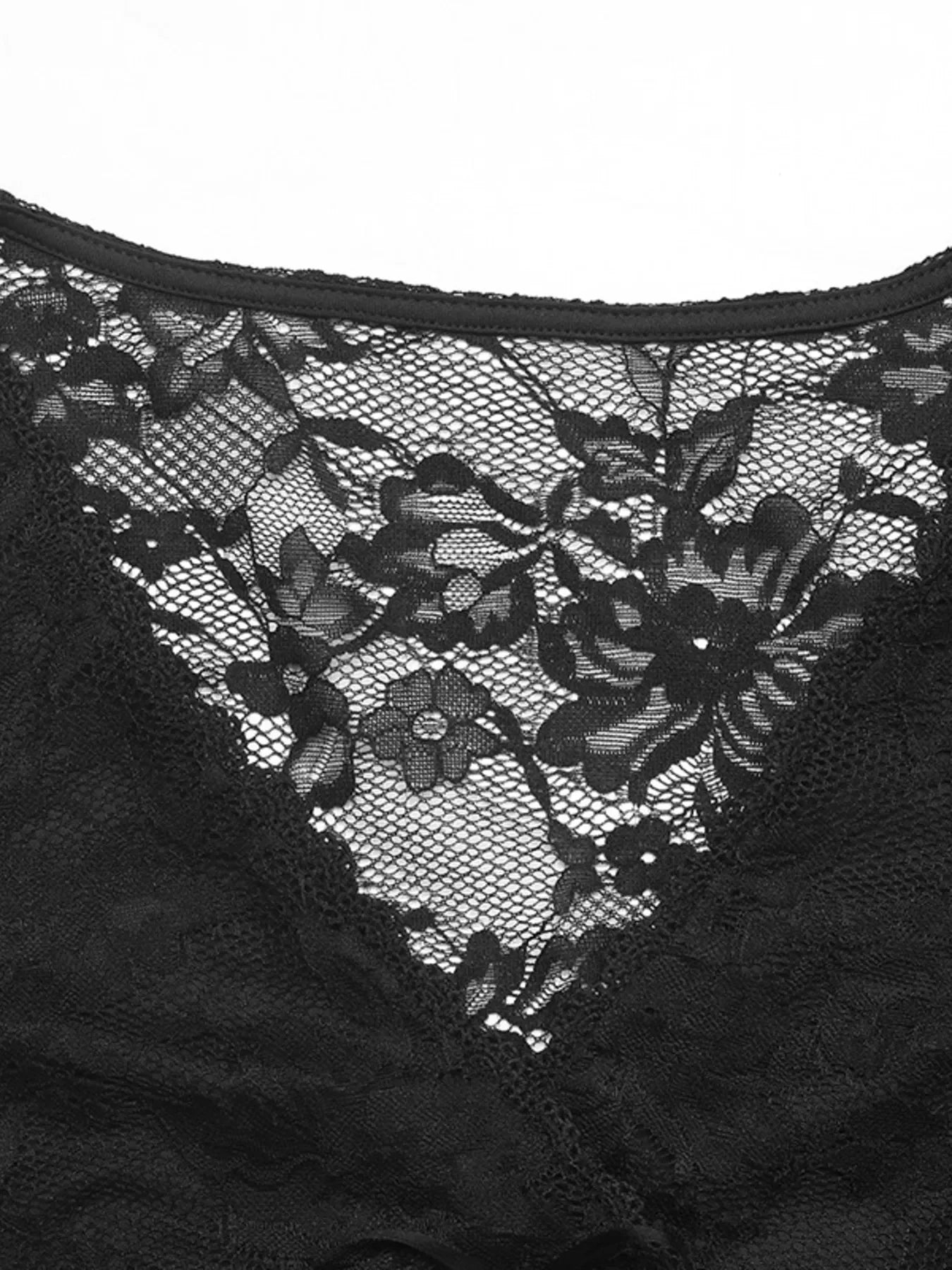 Long Sleeve Floral Lace Mesh Cropped Top - Southern Shores Clothing