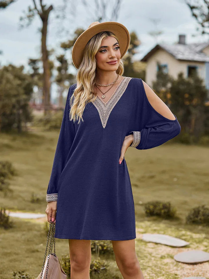 V-Neck Cutout Sleeve Mini Dress - Southern Shores Clothing