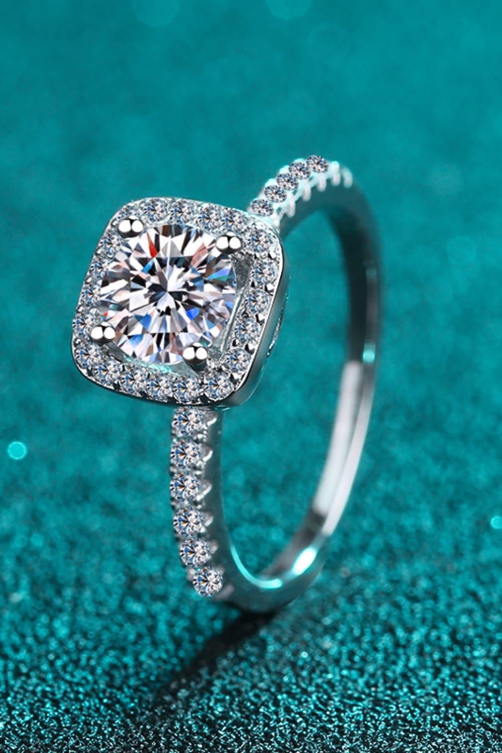 2 Carat Moissanite Square Halo Ring Minimalist Design - Southern Shores Clothing