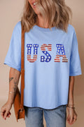 USA Patched Drop Sleeve Crewneck T Shirt Cotton Blend - Southern Shores Clothing