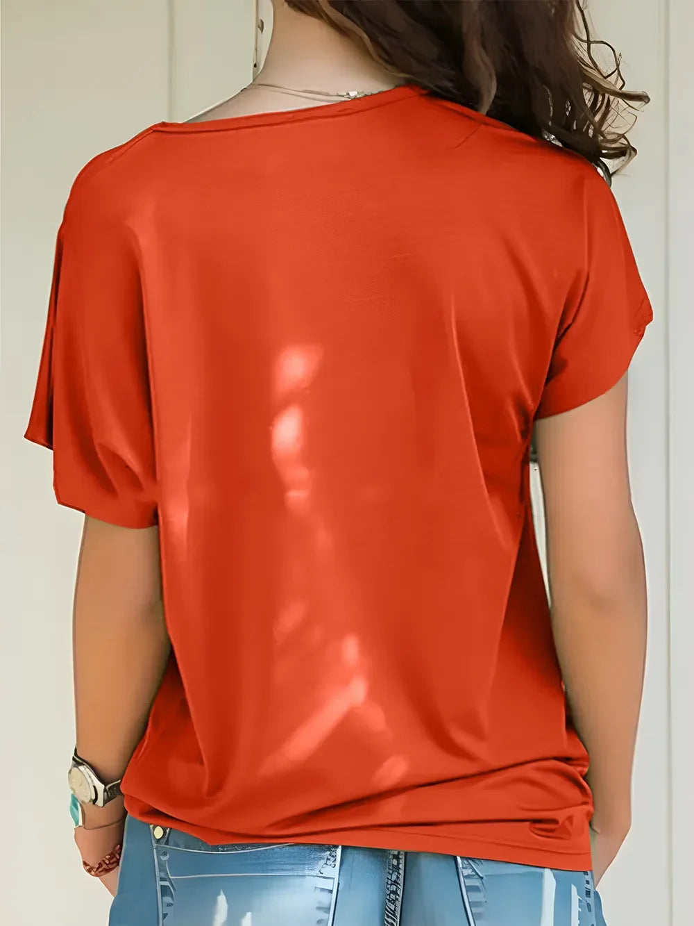 Asymmetrical Neck Short Sleeve T-Shirt - Southern Shores Clothing