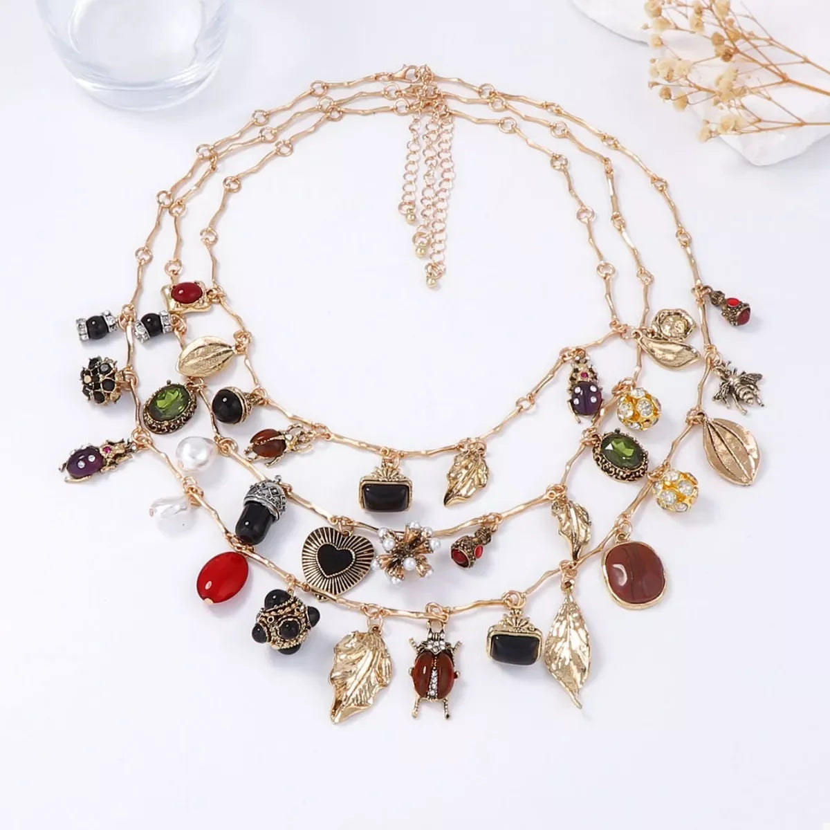 Three-Piece 18K Gold-Plated Gemstone Necklace Set - Southern Shores Clothing
