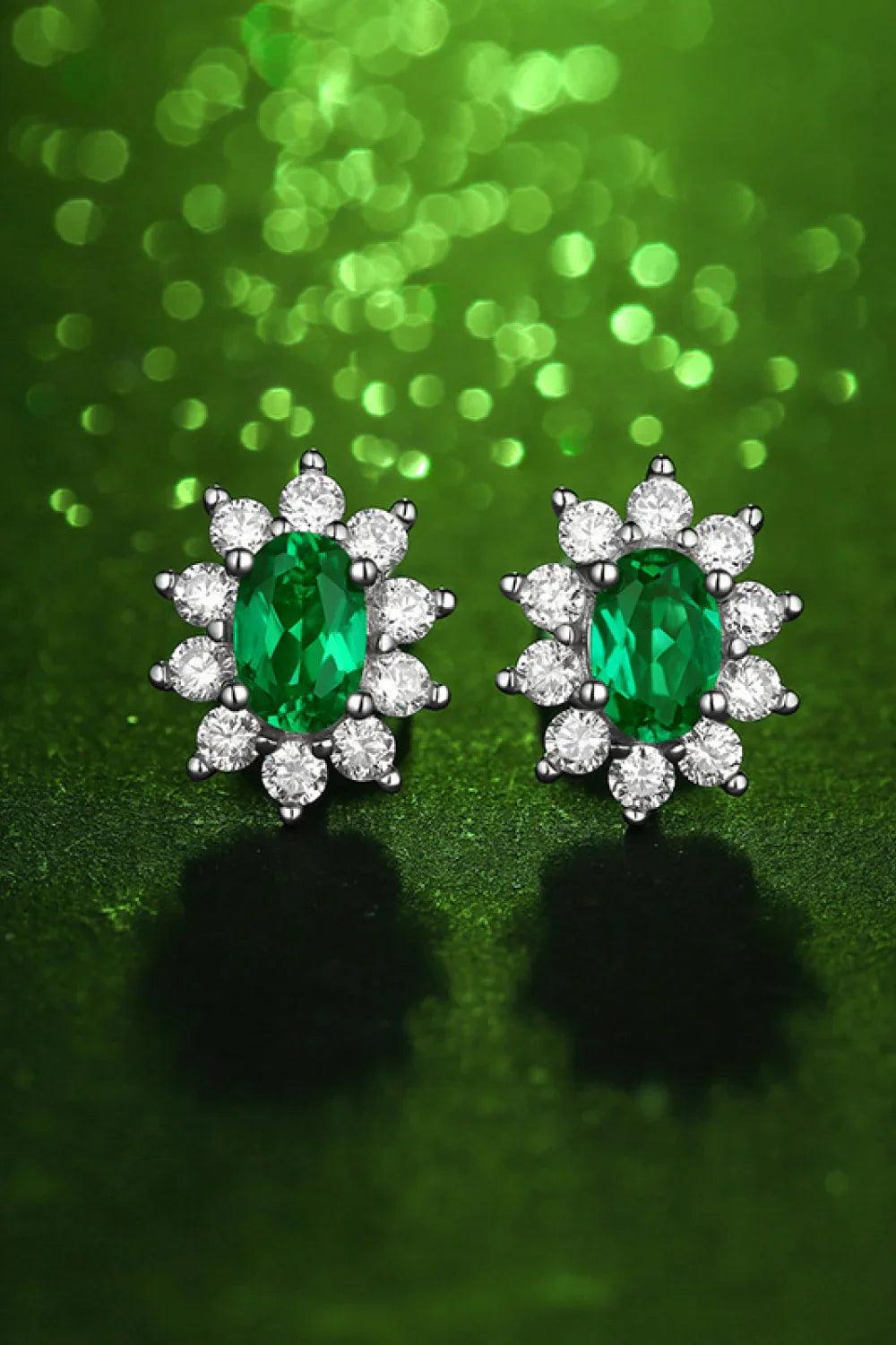 1 Carat Lab-Grown Emerald Sterling Silver Stud Earrings - Southern Shores Clothing