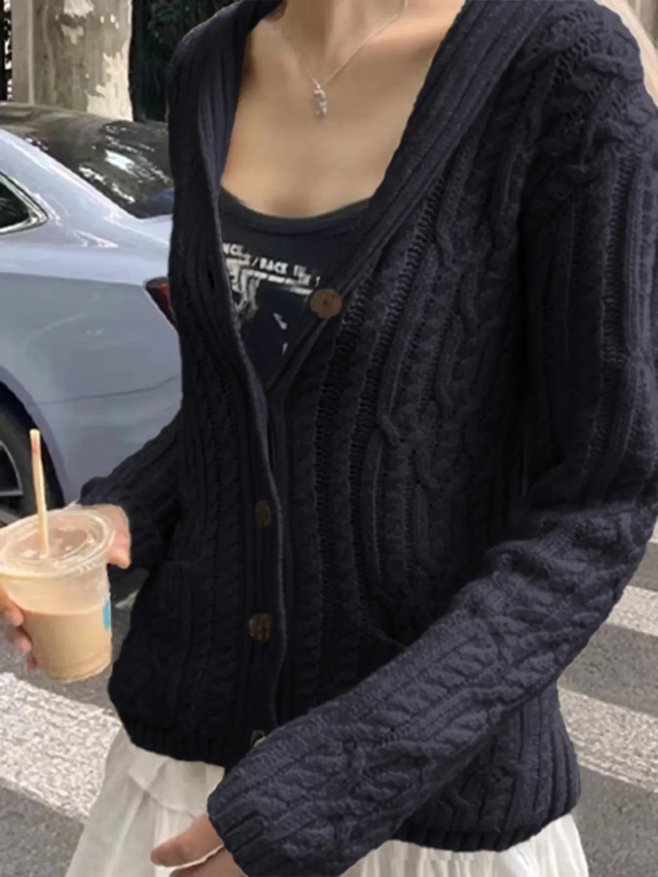 Cozy Cable Knit Button Up Cardigan Acrylic - Southern Shores Clothing