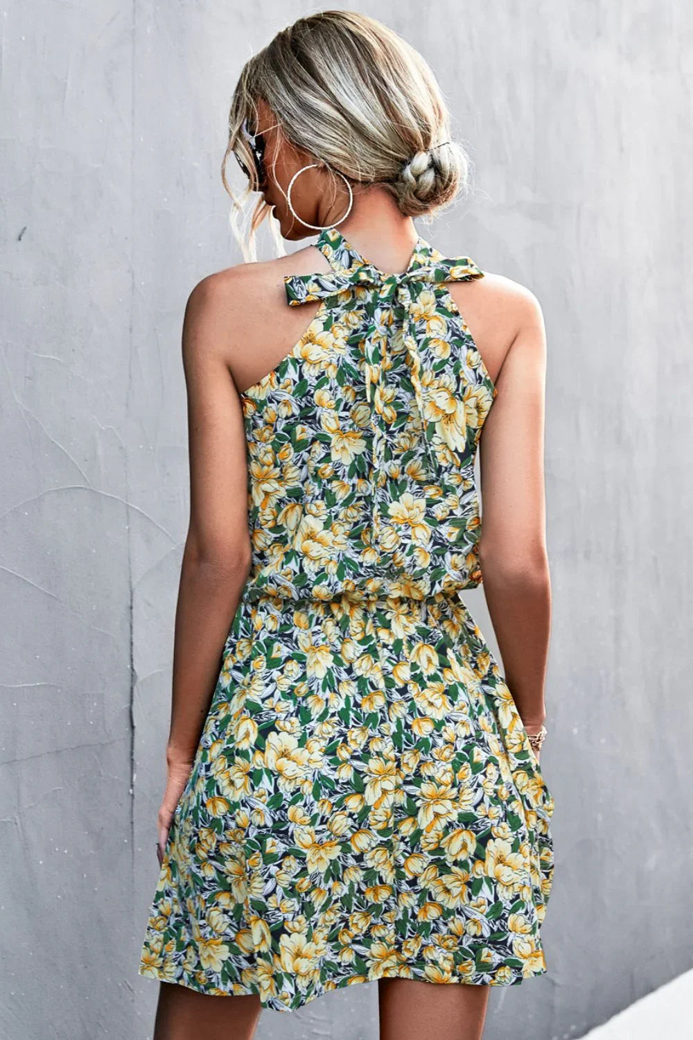 Floral Tied Sleeveless Mini Dress - Southern Shores Clothing