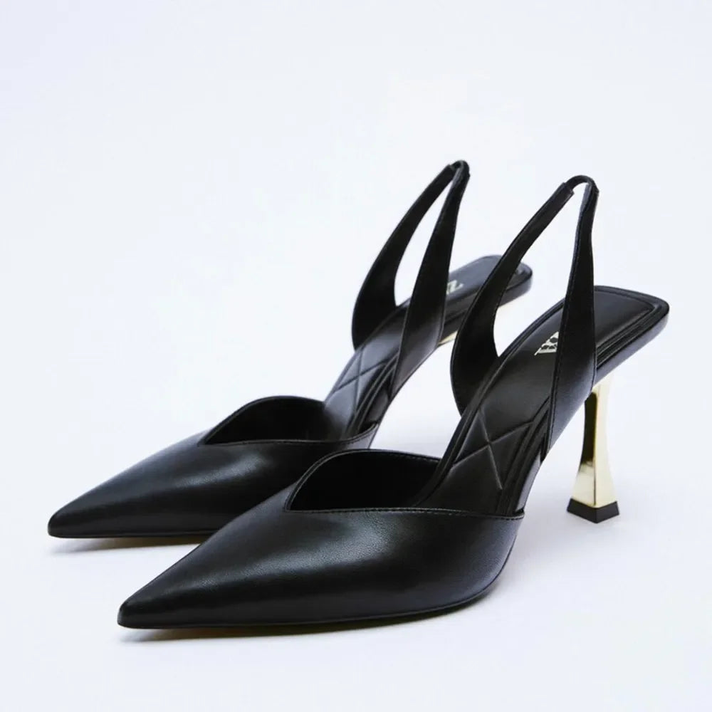 Leather Point Toe Stiletto Pumps High Heel - Southern Shores Clothing