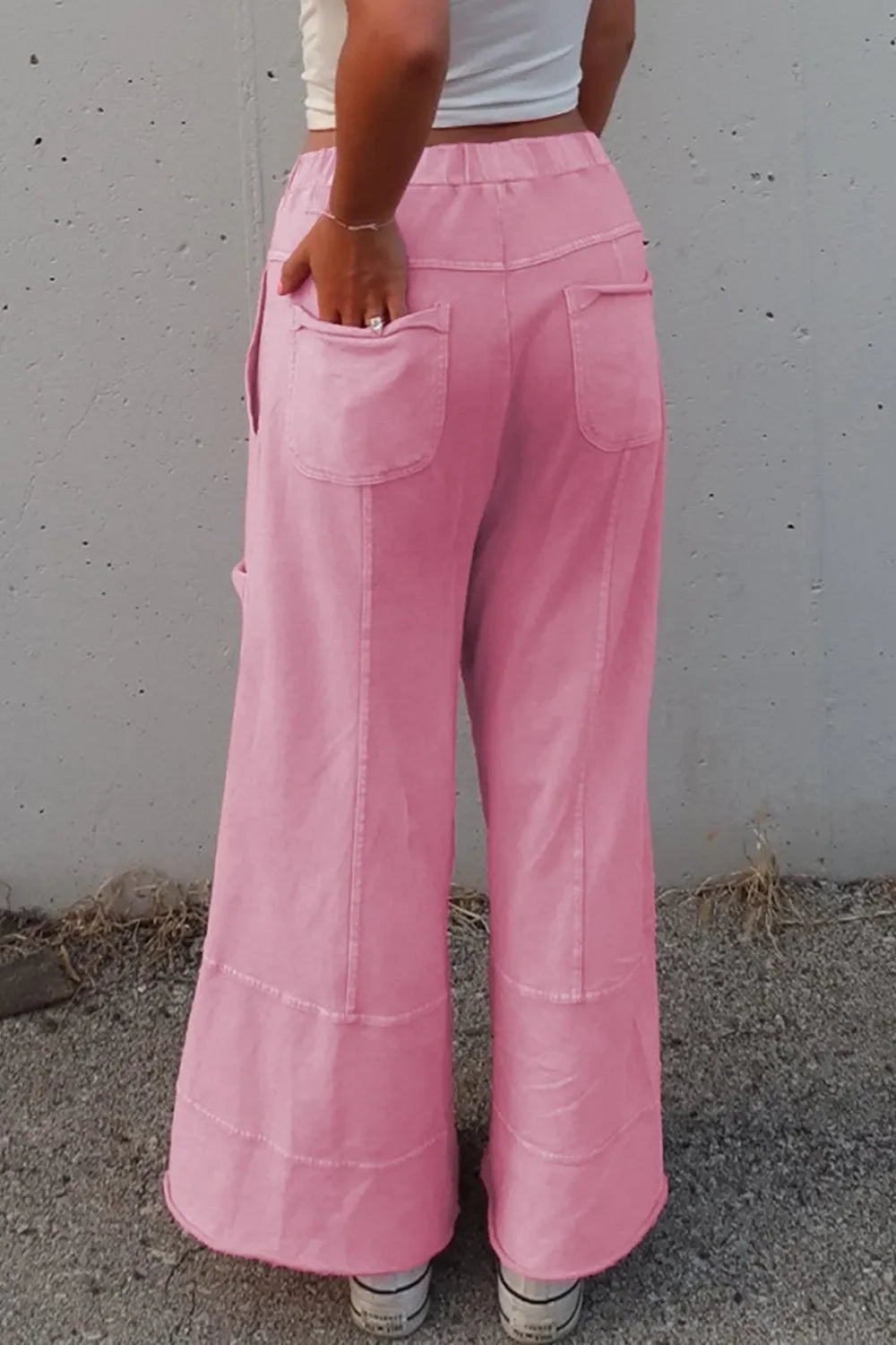 Mineral Wash High Waist Wide Leg Cotton Cargo Pants - Southern Shores Clothing