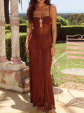 Sweetheart Neck Maxi Cami Dress With Flowy Silhouette - Southern Shores Clothing
