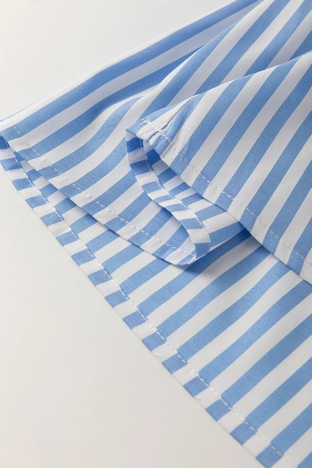 Striped Notched Three Quarter Sleeve Blouse Polyester - Southern Shores Clothing