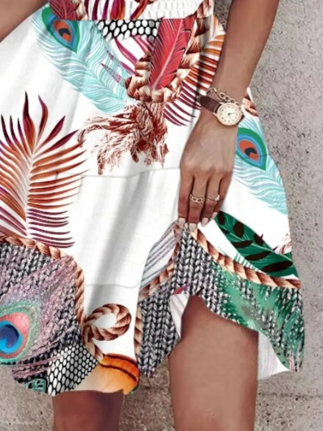 Ruffled Smocked Paisley Print Halter Neck Mini Dress Boho - Southern Shores Clothing