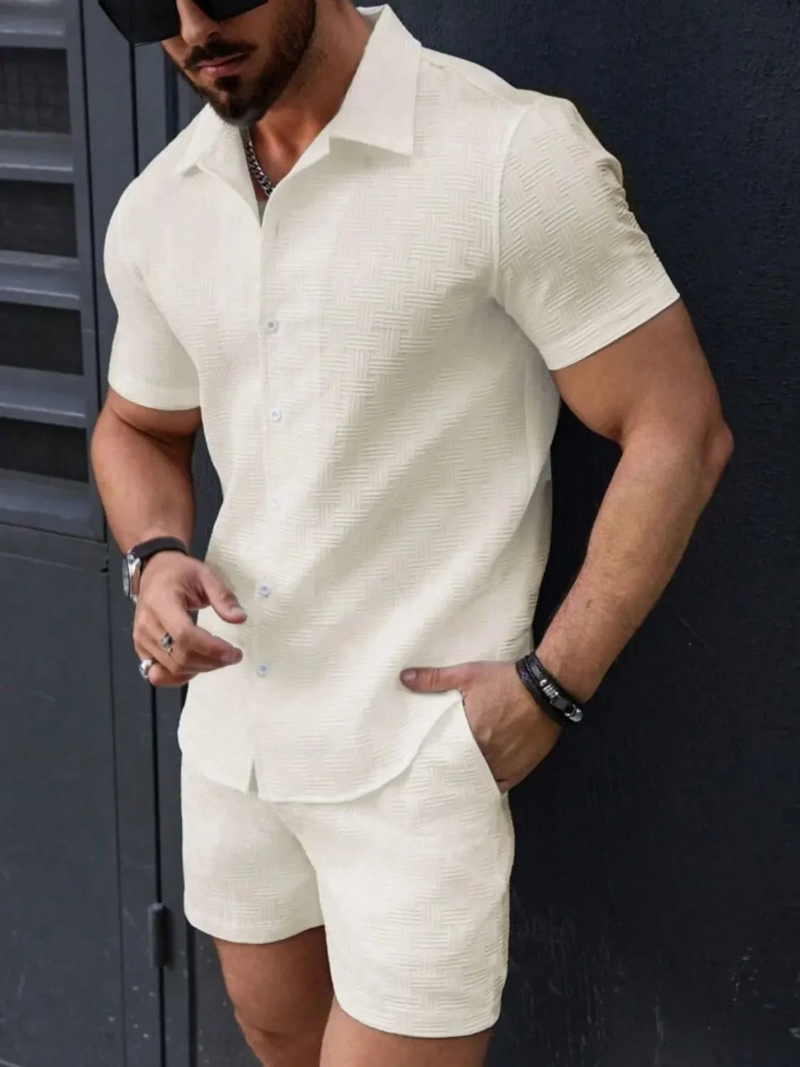 Men's Button Up Short Sleeve Shirt and Shorts Set - Southern Shores Clothing