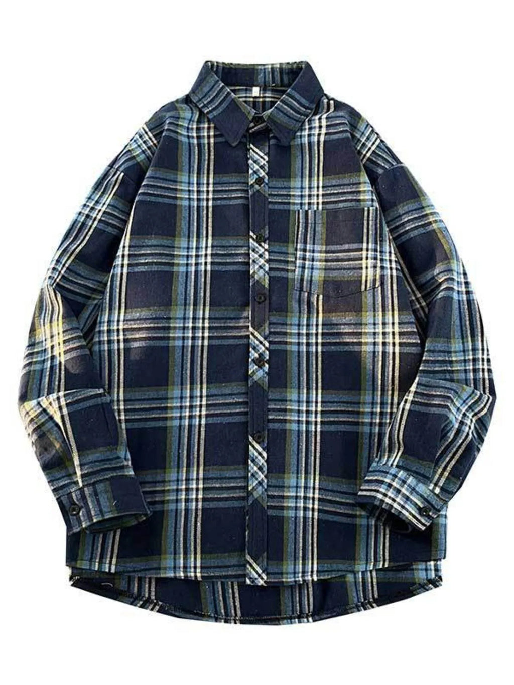 Men's Full Size Vintage Plaid Button Up Shirt Plus Size