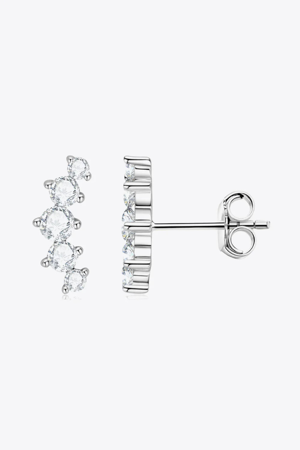 Minimalist Moissanite Earrings, Platinum-Plated Silver - Southern Shores Clothing