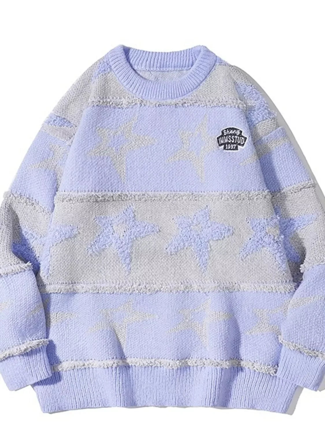 Coastal Star Pattern Ribbed Knitted Sweater - Southern Shores Clothing