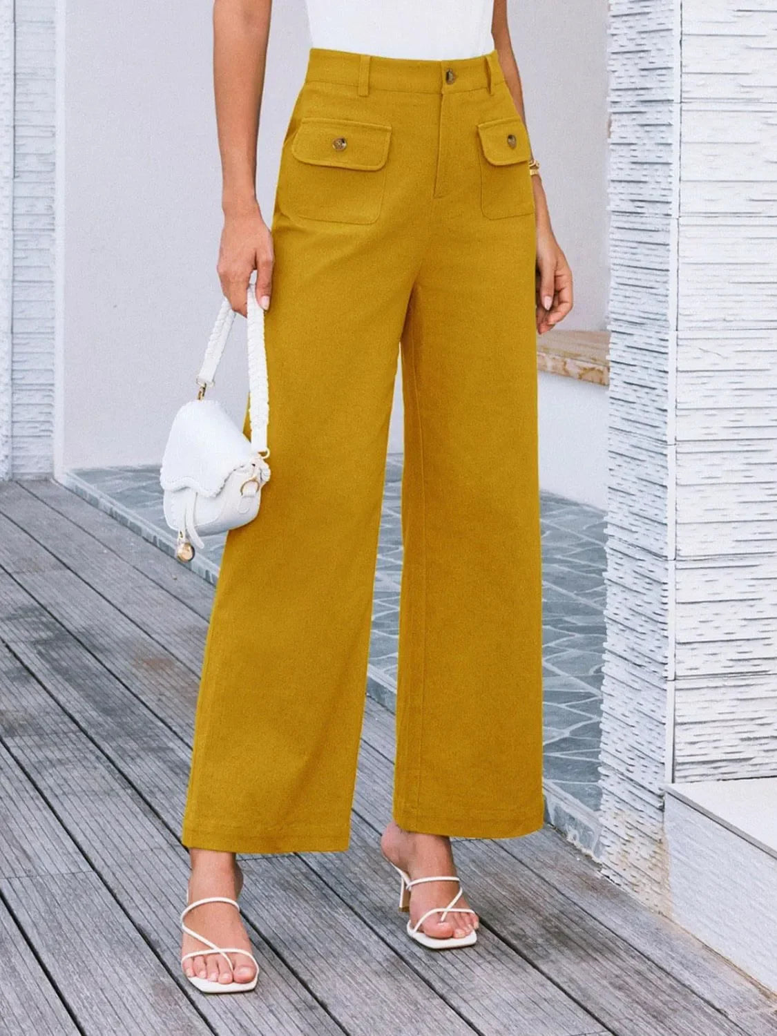 High Waist Wide Leg Relaxed Pants With Comfortable Fit - Southern Shores Clothing