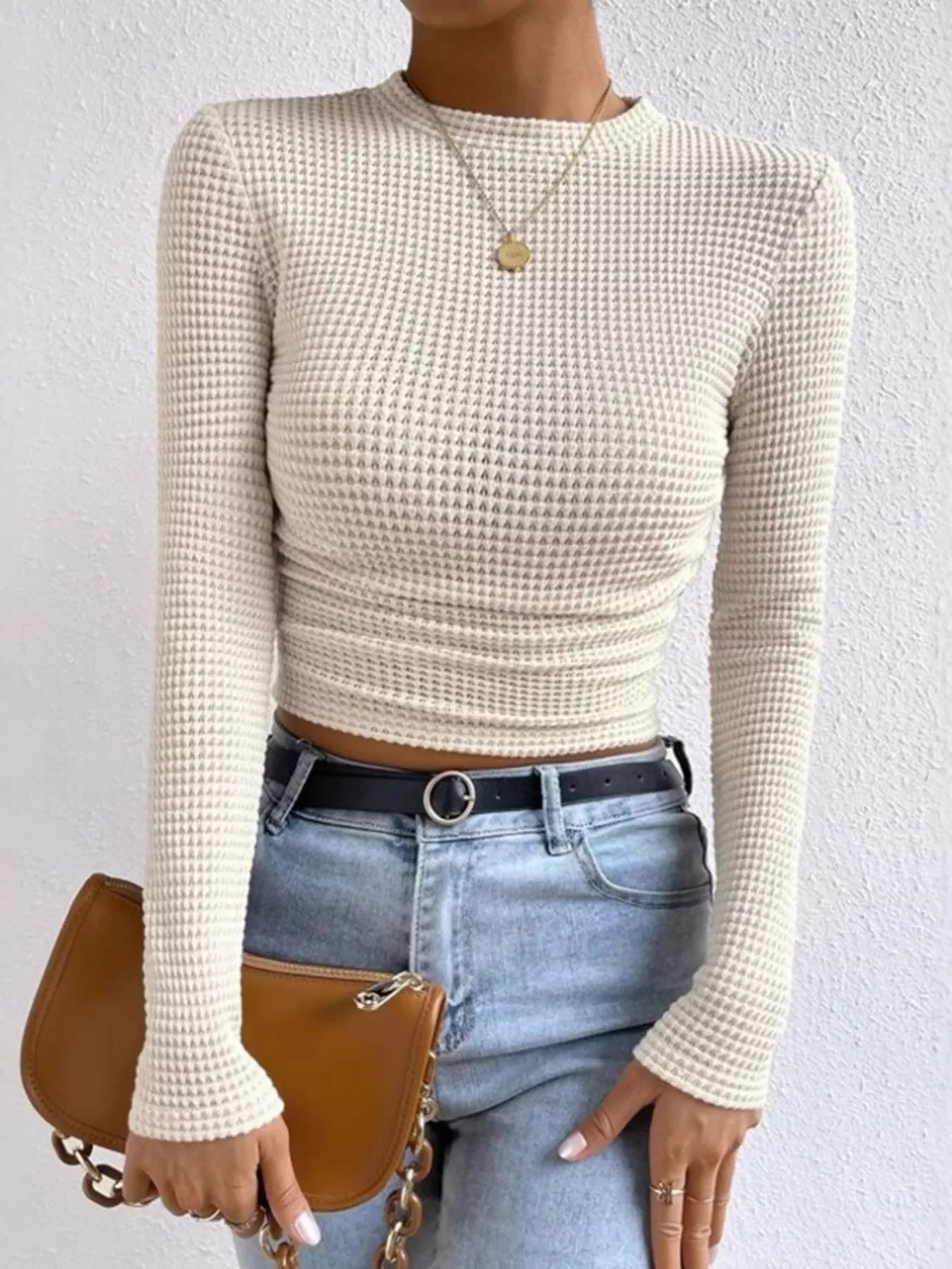 Waffle Knit Long Sleeve T-Shirt - Southern Shores Clothing