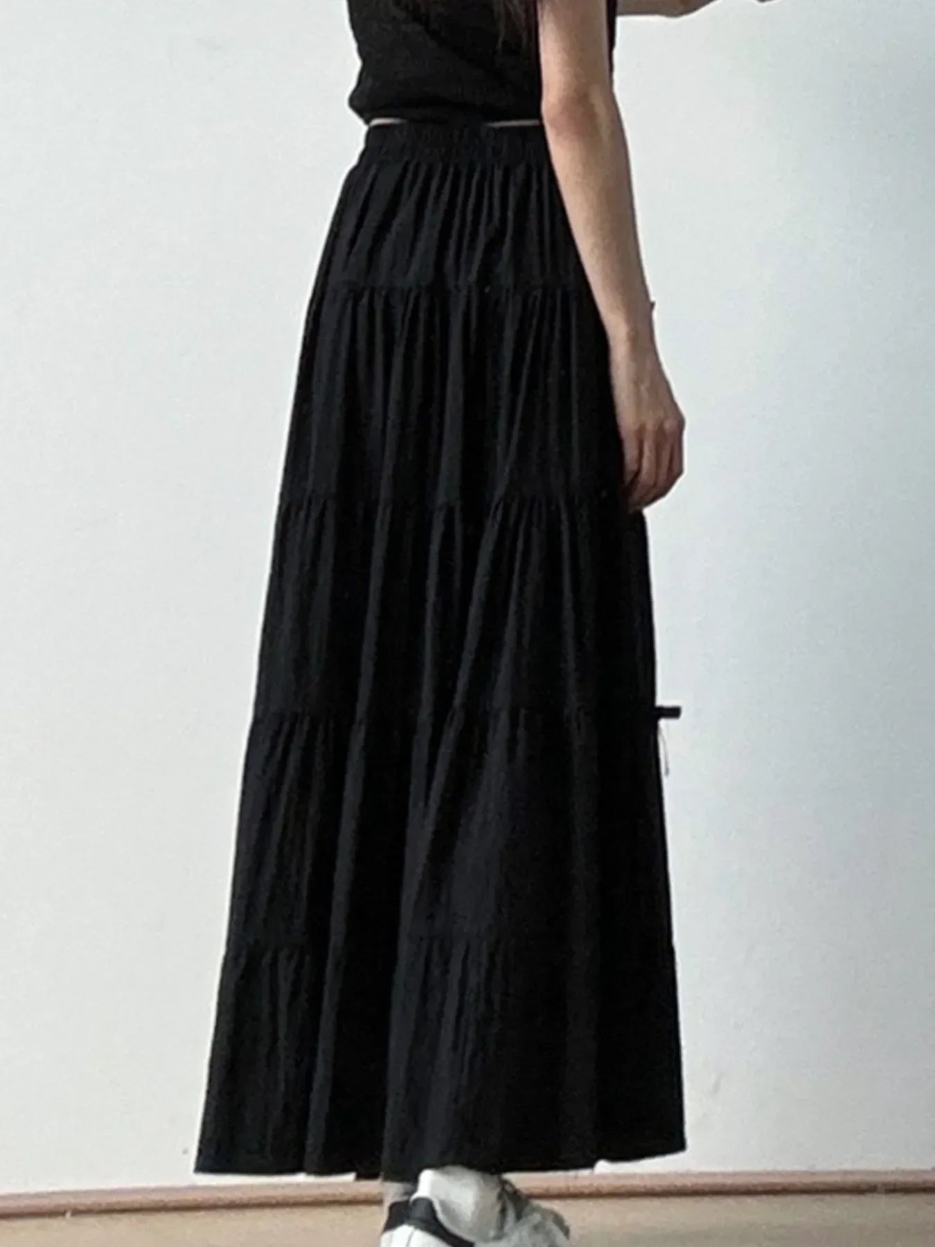 Tiered Elastic Waist Maxi Skirt Polyester - Southern Shores Clothing