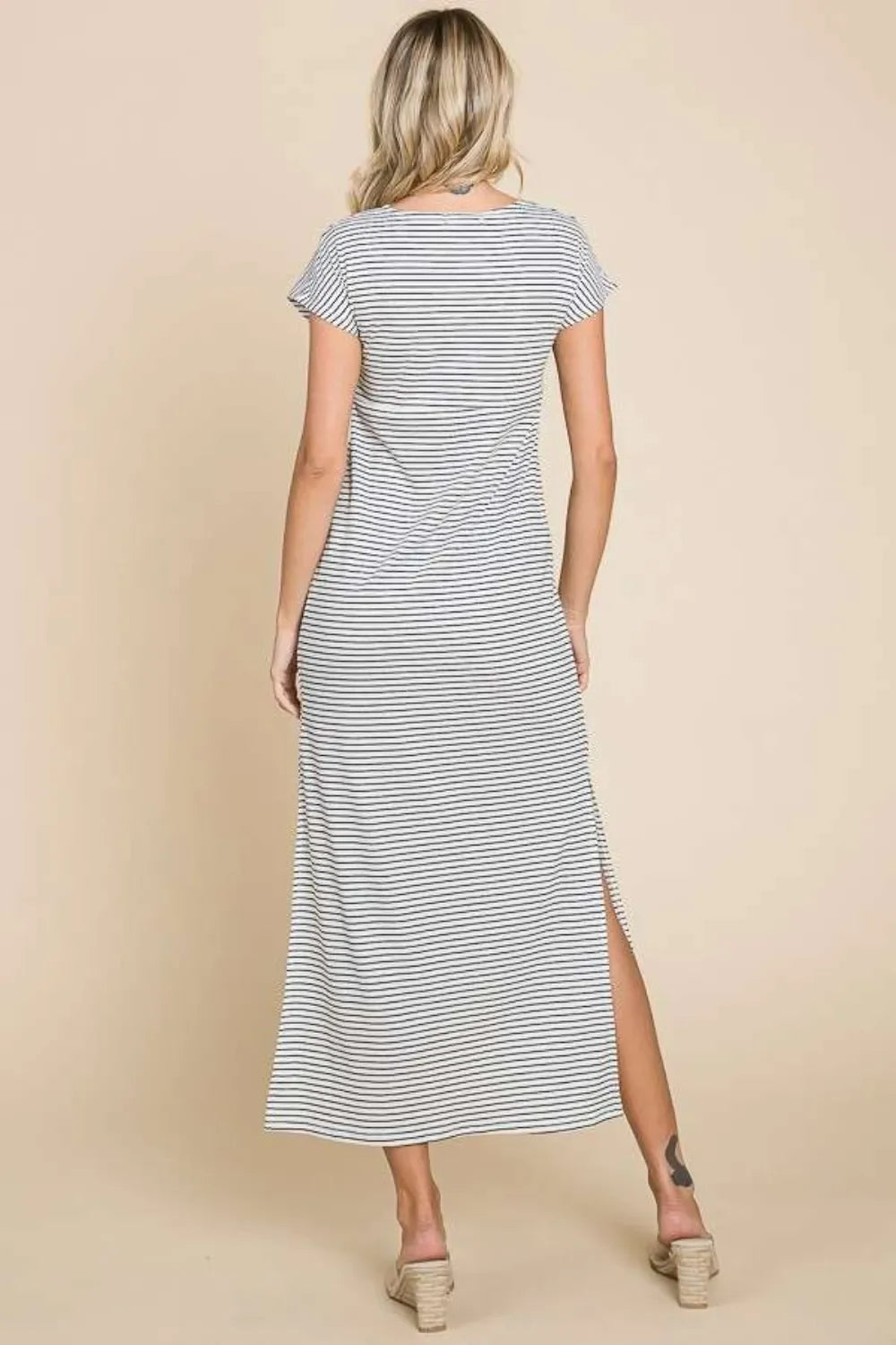 Striped Twisted Detail Dress Classic Silhouette - Southern Shores Clothing