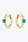 Sterling Silver Lab-Grown Emerald Hoop Earrings - Southern Shores Clothing