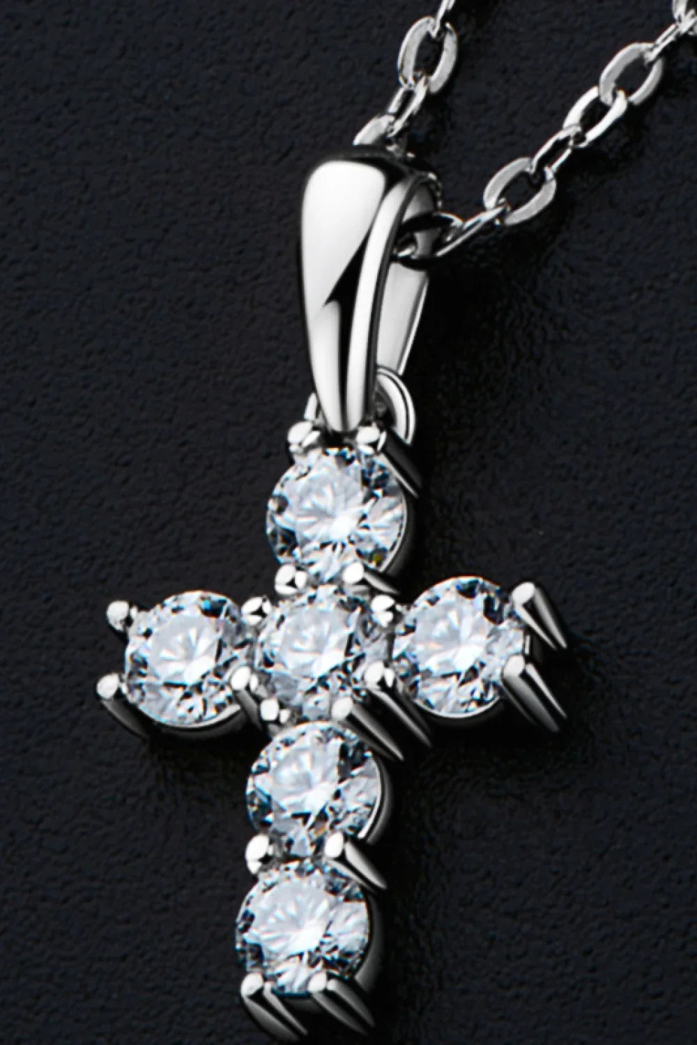 Sterling Silver Cross Moissanite Pendant Necklace Classic