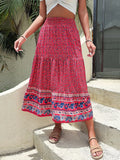 Printed Tiered High Waist Skirt With Allover Print - Southern Shores Clothing