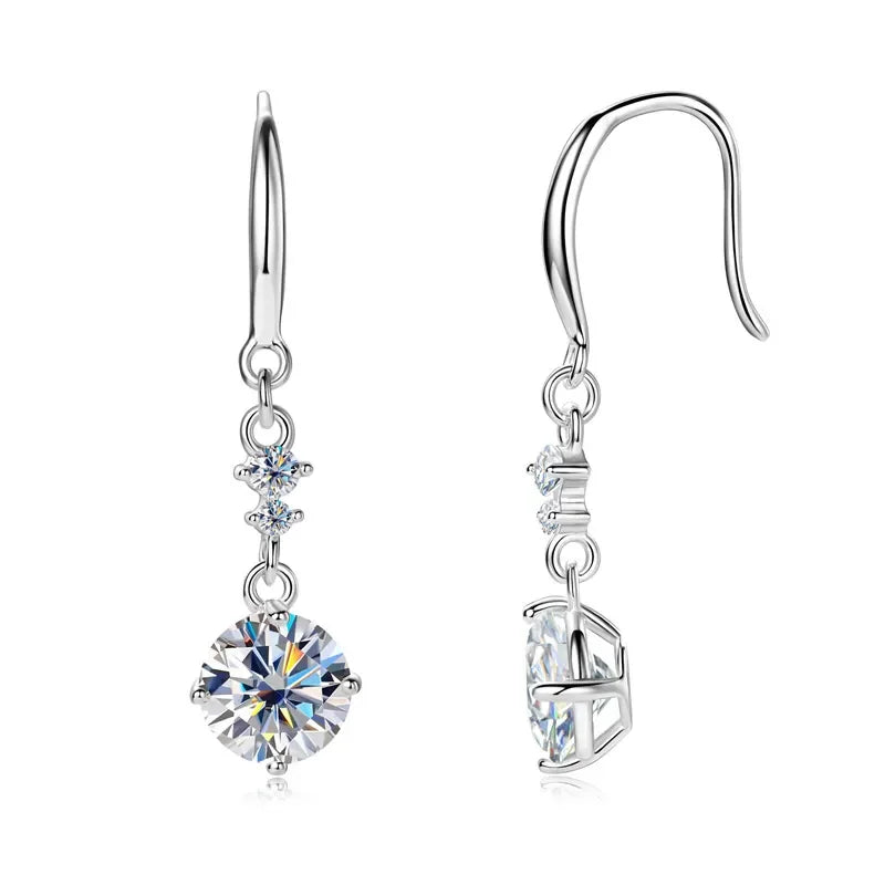 Radiant 2 Carat Moissanite Sterling Silver Earrings - Southern Shores Clothing