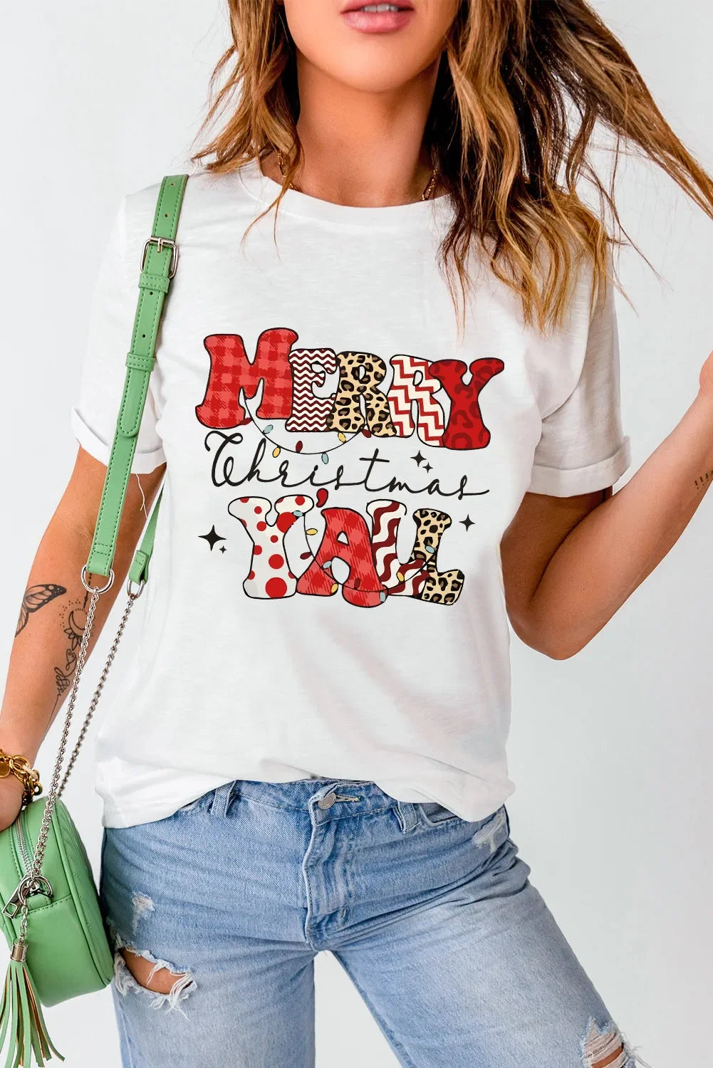 Stretch Letter Graphic Round Neck Short Sleeve T Shirt - Southern Shores Clothing