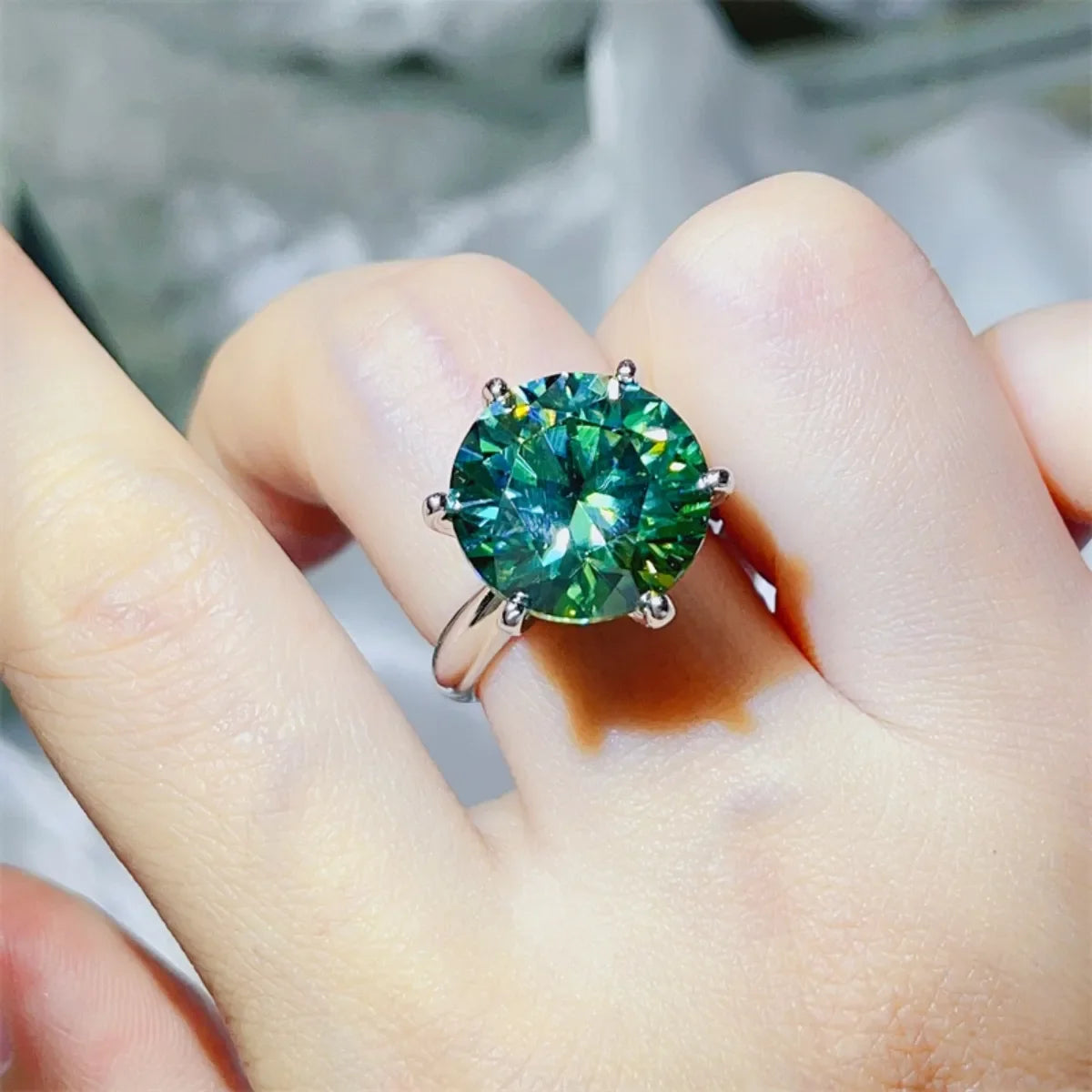 10 Carat Moissanite Sterling Silver Ring - Southern Shores Clothing