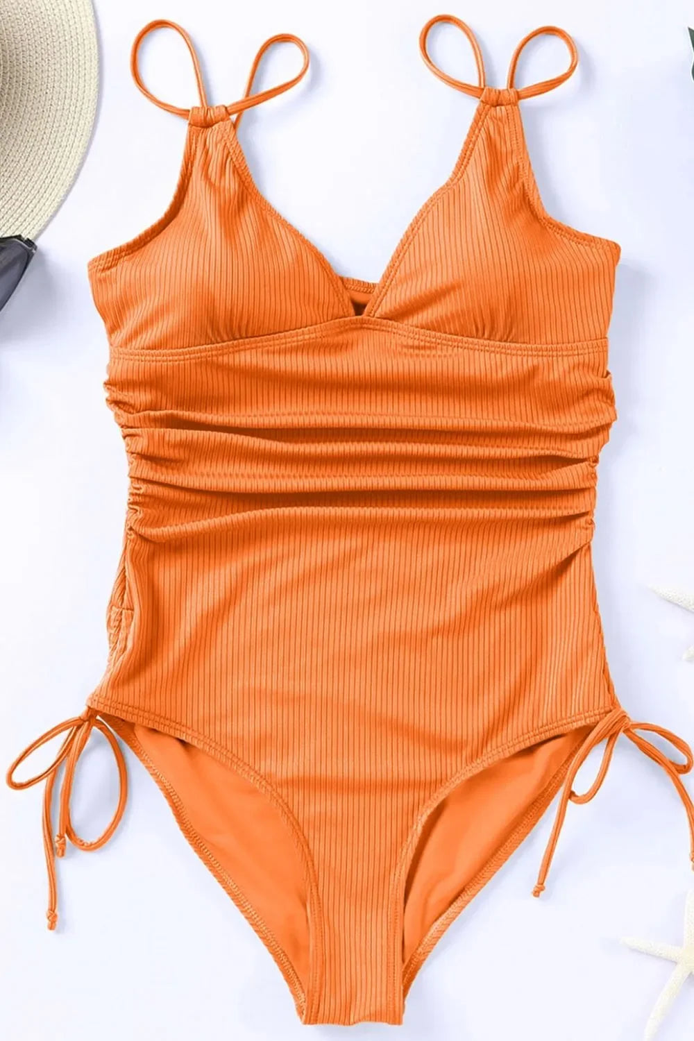 Padded Drawstring Plunge One Piece Swimsuit - Southern Shores Clothing