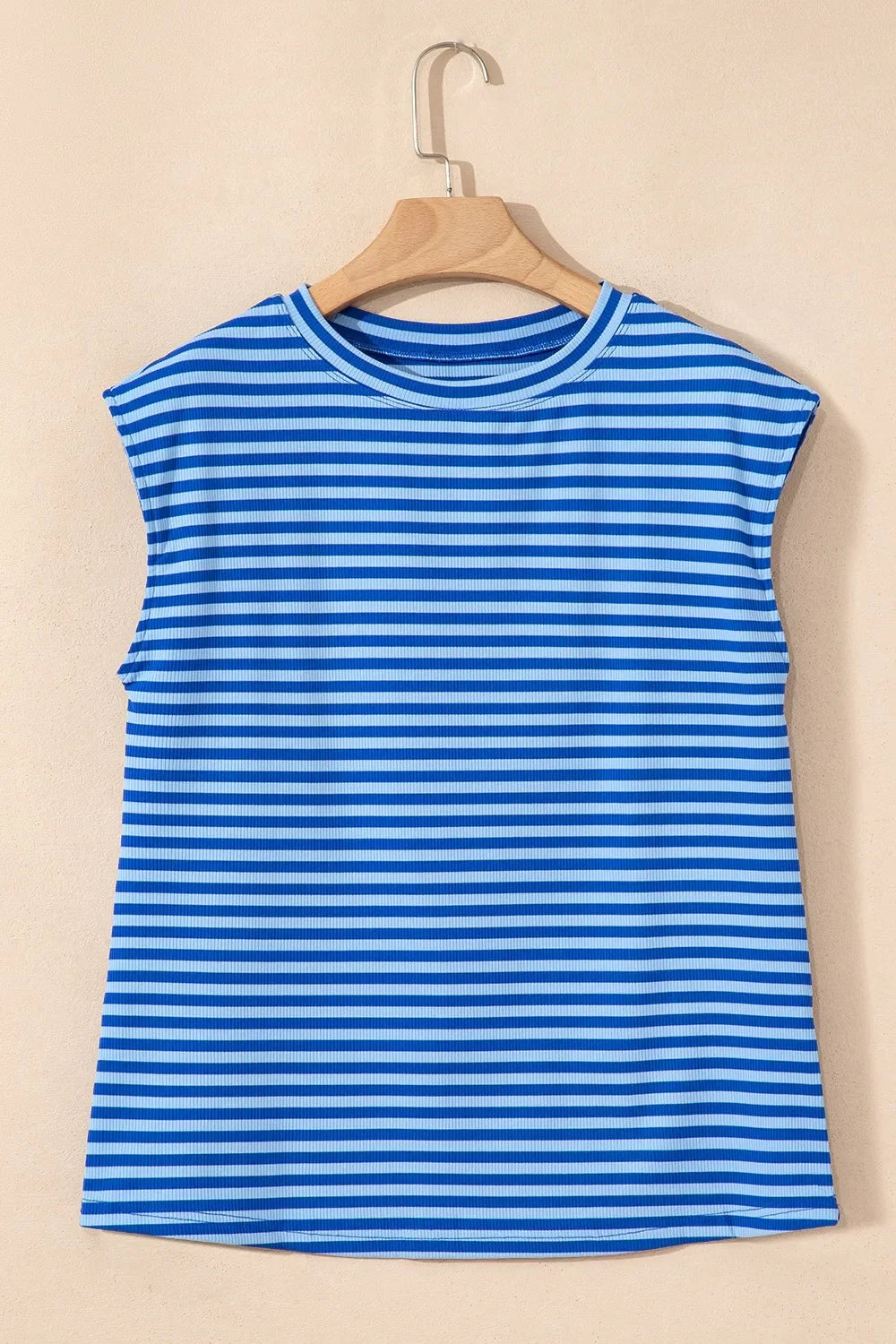 Striped Round Neck Cap Sleeve T Shirt Casual - Southern Shores Clothing