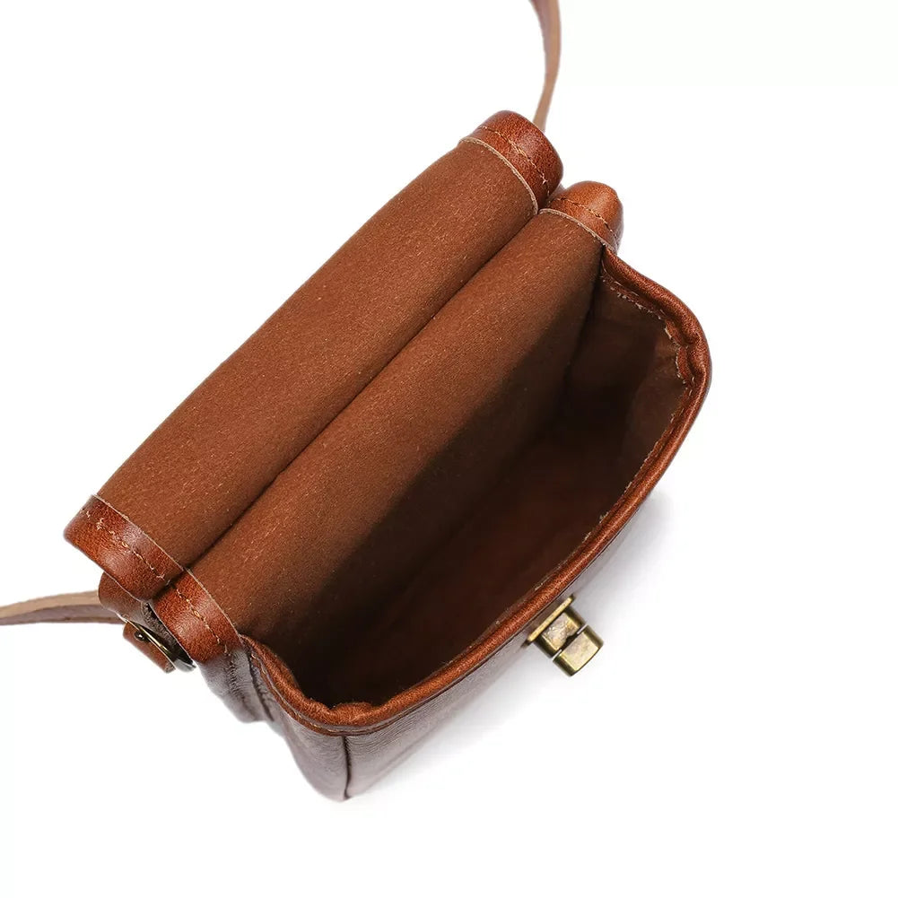 Cowhide Leather Crossbody Bag With Metal Clasp - Southern Shores Clothing
