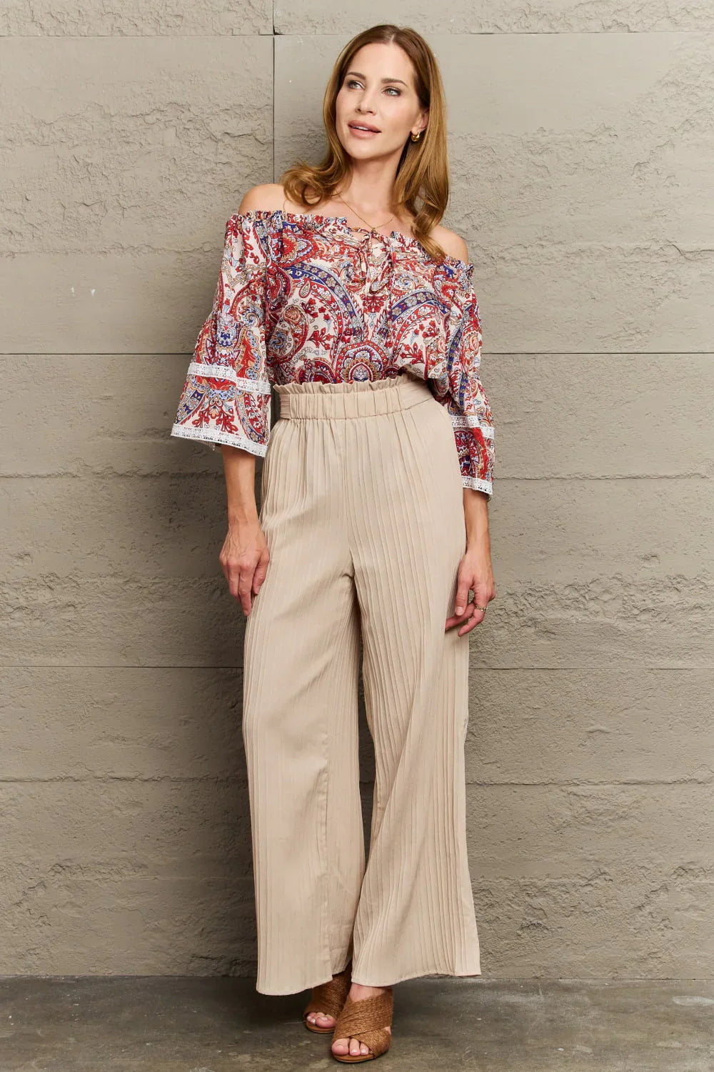 Off Shoulder Bohemian Blouse With Three Quarter Sleeves - Southern Shores Clothing