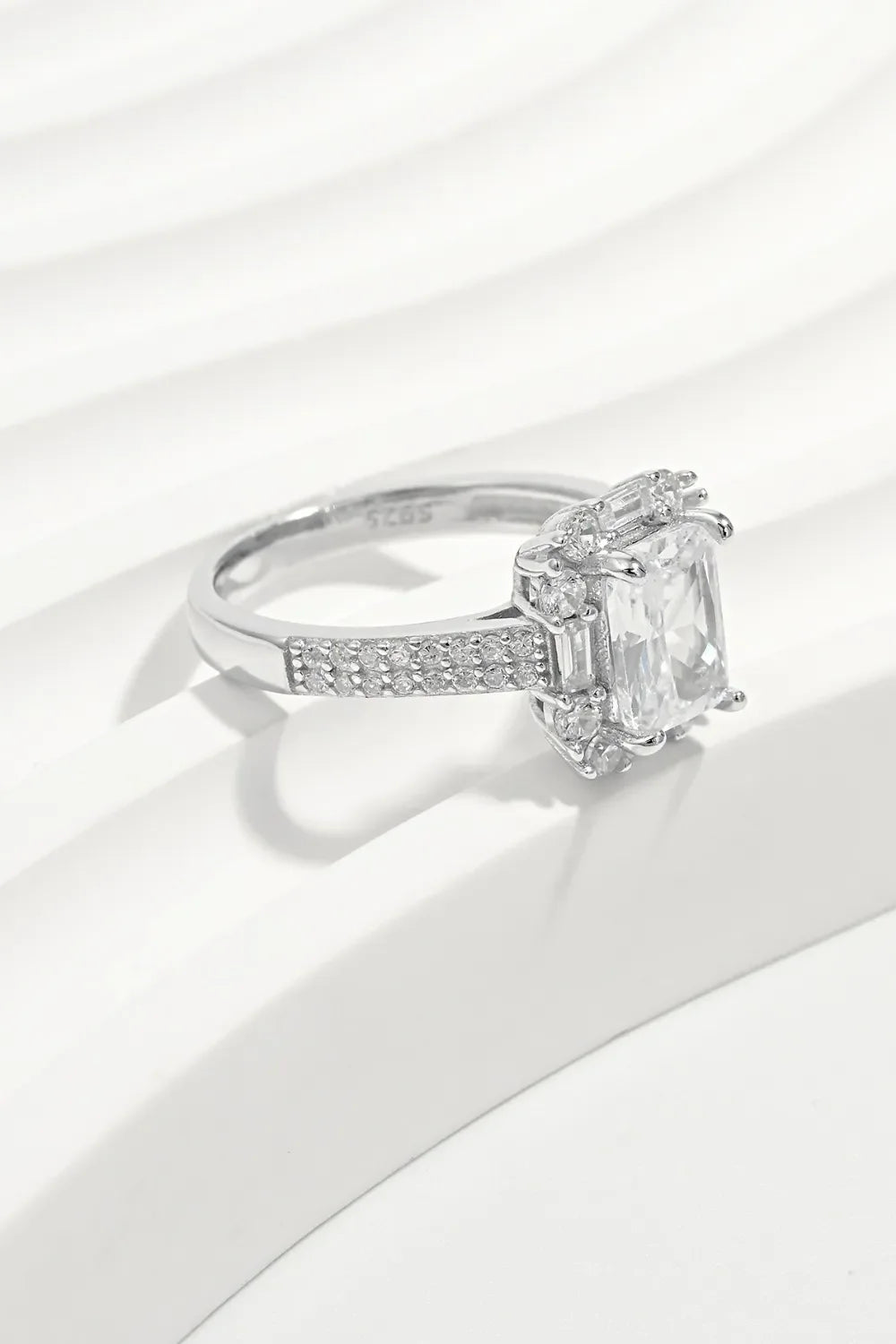 Sterling Silver Inlaid Zircon Square Ring - Southern Shores Clothing